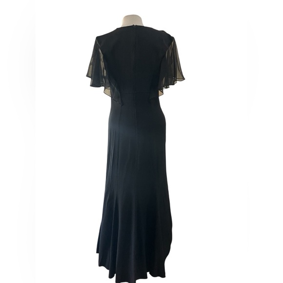 Filigree Black Ruffle Maxi Dress Wrap Vintage 80's 90's Size 12 - Picture 3 of 9